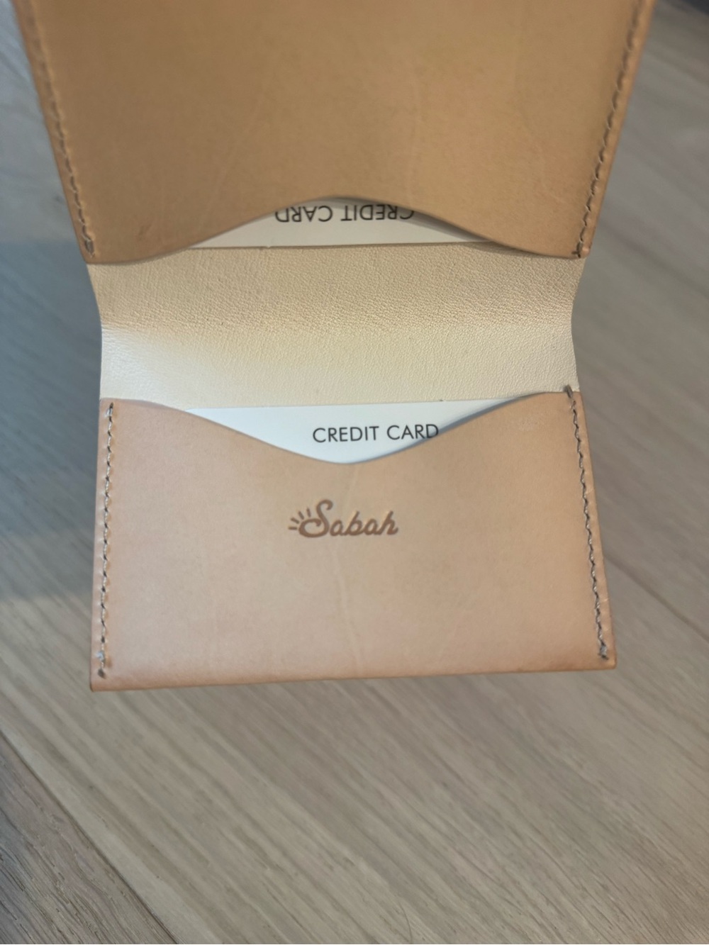 Sabah Leather Card & Key Sleeve in Natural Tan and Cream